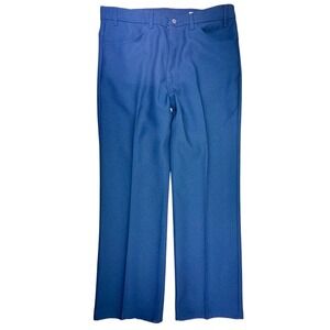 Vintage Levi's 517 Boot Cut Dress Pants W38 L30 Polyester Navy 70s 80s USA Style
